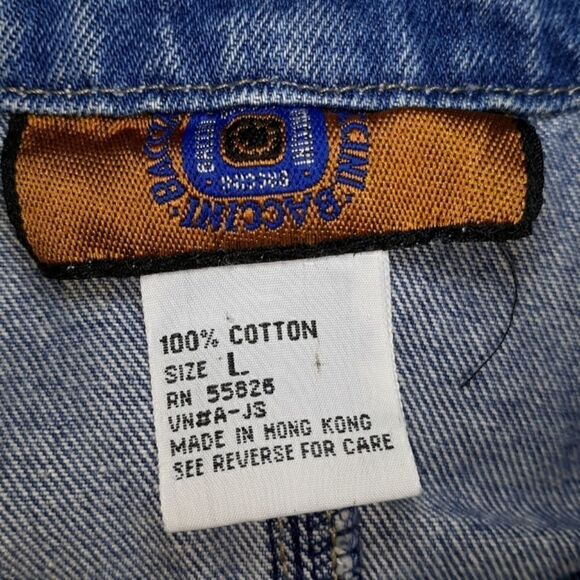 Vintage Crop Baccini Military Style Jean Jacket Lg - Picture 6 of 7